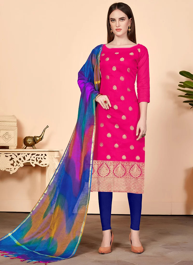 pink silk churidar