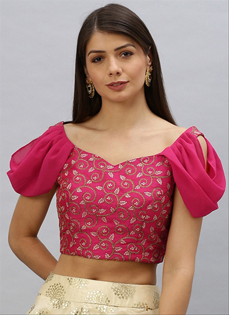 Magenta Art Silk Embroidered Women Mix and Match BLBS02305258