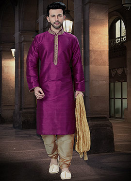 Magenta Embroidered Kurta Pyjama