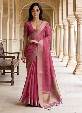 Magenta Kalyani Silk Zari Woven Regal Saree