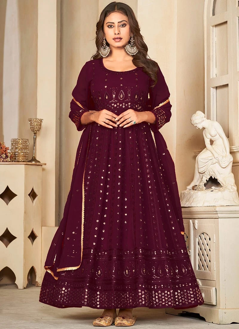 Majestic Georgette Embroidered Anarkali Suit Party Wear