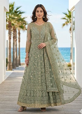 Majestic Net Embroidered Anarkali Suit