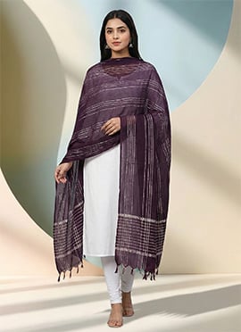 Maroon Art Silk Cotton Zari Dupatta