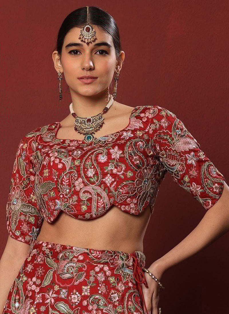 Maroon Art Silk Embroidered Blouse Wedding Wear-BLBS02310564RTW