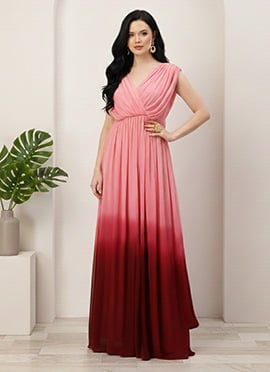 Teen Girls Maroon Georgette Tie N Dye Maxi Dress