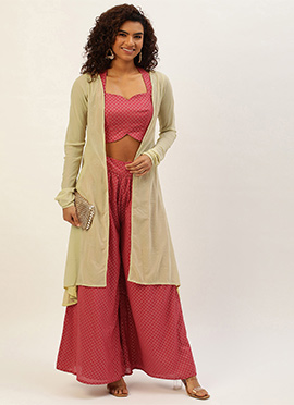 Teen Girls Maroon Nylon Jacquard Sets N Suits