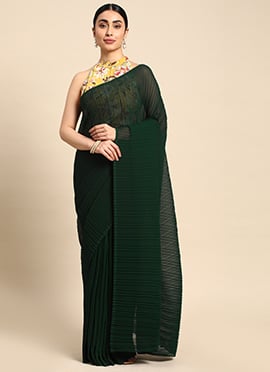 Maroon Sari N Yellow Printed Georgette Blouse