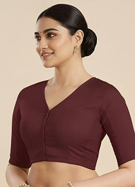 Maroon Satin Stretchable Blouse