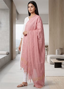 Mauve Cotton Zari Dupatta