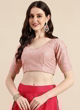 Mauve Embroidered Art Silk Blouse