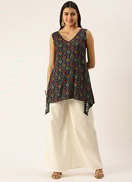 Mauve N Off White Cotton Kurta Set