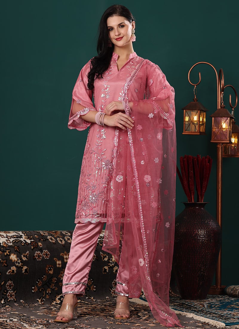 Mauve Net Embroidered Straight Suit Festive Wear-SLBS02312865RTW