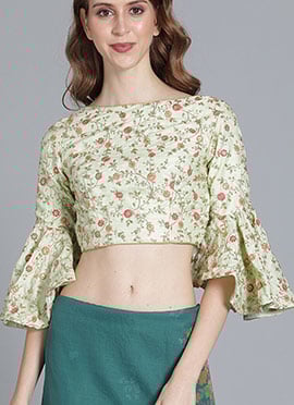 Mint Green Embroidered Art Silk Blouse