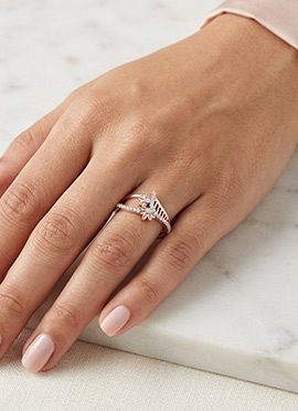 Modern Rose Gold 925 Sterling Silver Moissanite Ring