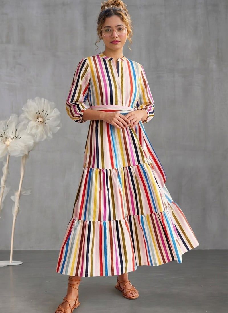 Multi Color Muslin Tiered Maxi Dress After Six Wear