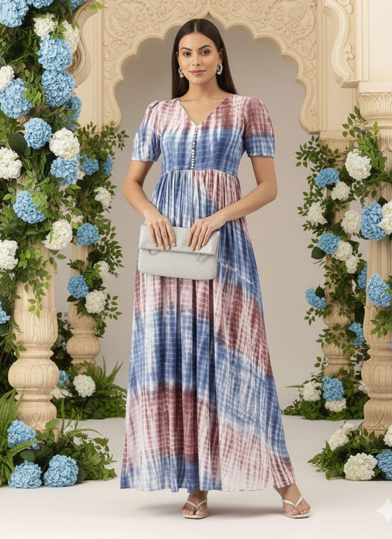 Teen Girls Multi Colour Modal Woven Dress