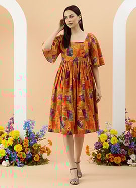 Teen Girls Multicolored Bell Sleeve Dress