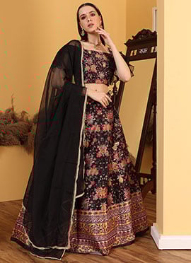 MultiColour Digital Printed Kali Lehenga