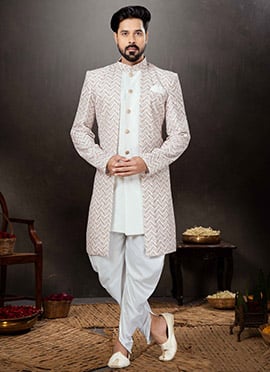 Multicolor Art Silk Jacquard Indowestern Sherwani