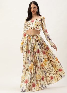 Multicolor Digital Printed Georgette Co Ords Set