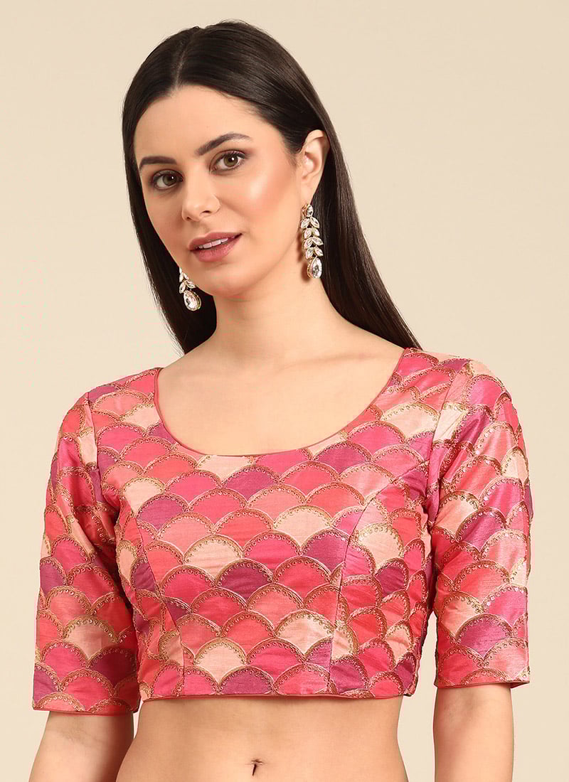 Multicolor Embroidered Art Silk Blouse