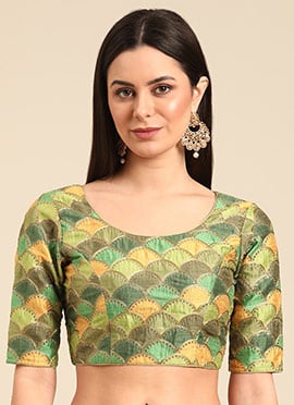 Multicolor Embroidered Art Silk Blouse