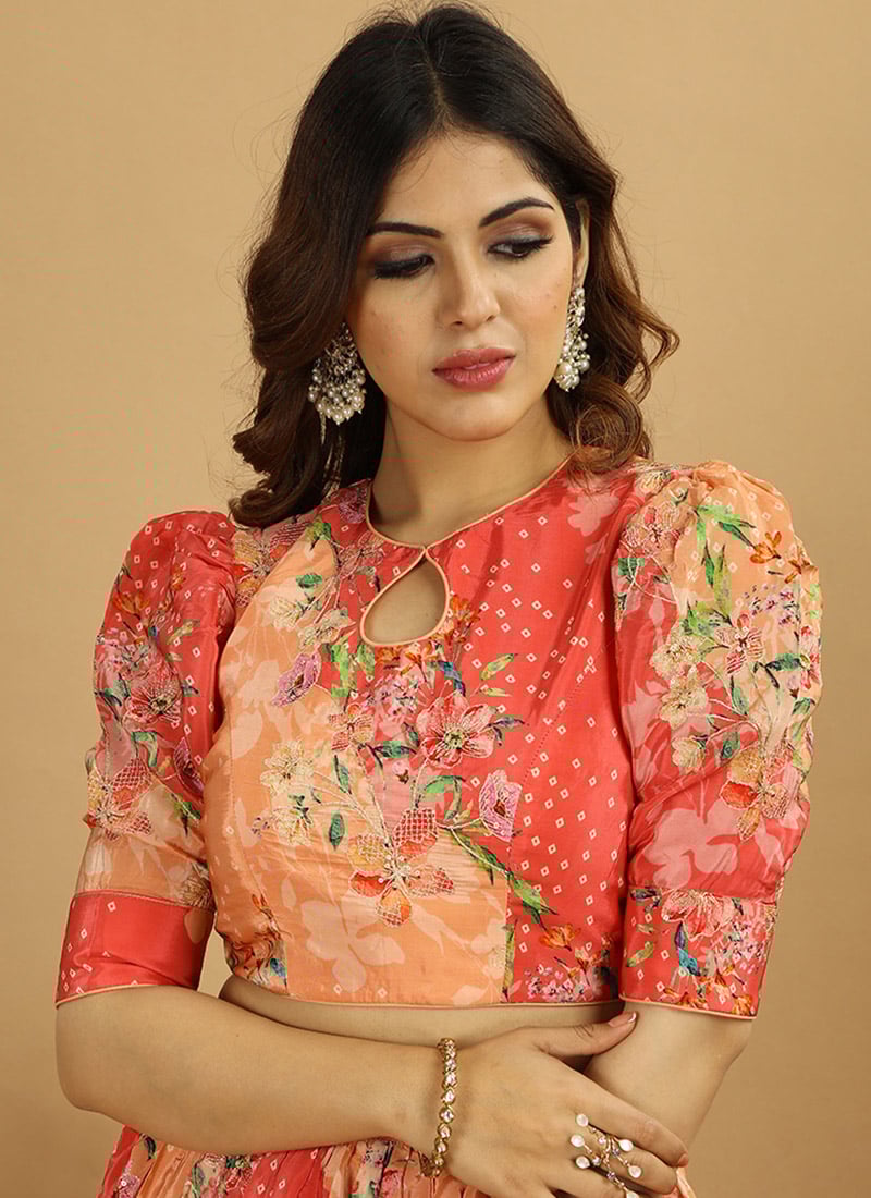 Multicolor Embroidered Classic Blouse Wedding Wear