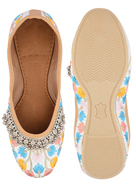 Multicolor Embroidered With Ghungroo Work Juti