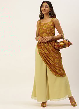 Multicolor N Beige Printed Kurta Set