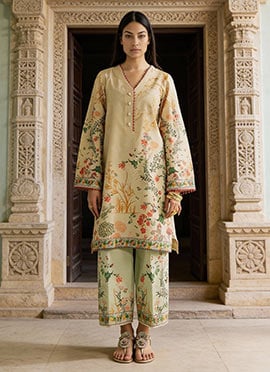 Multicolor Rayon Digital Print Indowestern Co ord Set