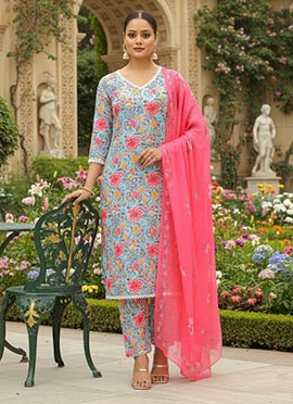 Multicolor Rayon Printed Straight Pant Suit