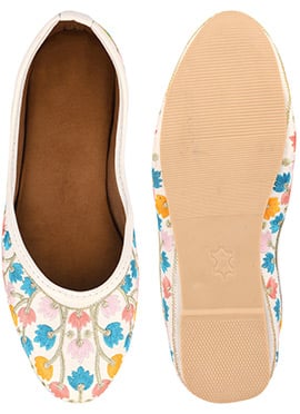 Multicolor Zari Embroidered Juti