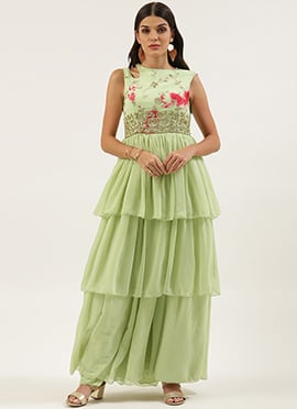 Teen Girls Multicolored  Sequins Layered Gown