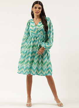 Multicolored Chinon Printed N Embroidered Maxi dress