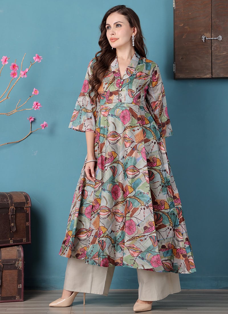 Multicolored Crepe Digital Printed Kurta Set Festive Wear-KSBS02403353RTW