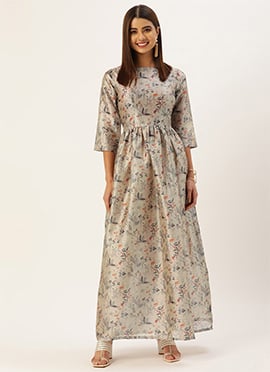 Multicolored Digital Print Art Silk Kurti