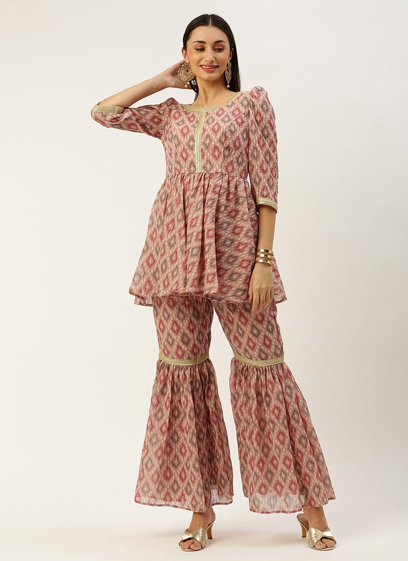 Multicolored Digital Printed Georgette Co Ords Set