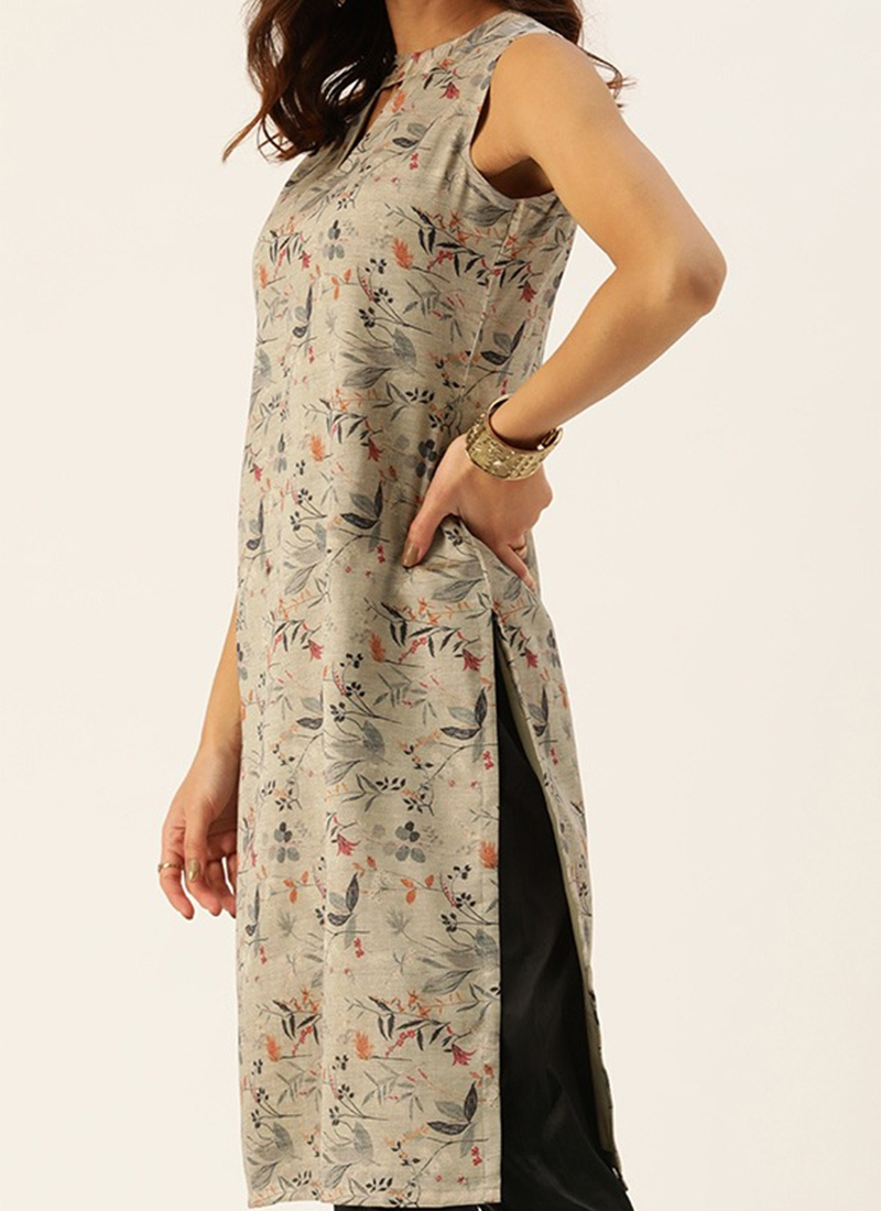 Black Flared Print Kurta Set