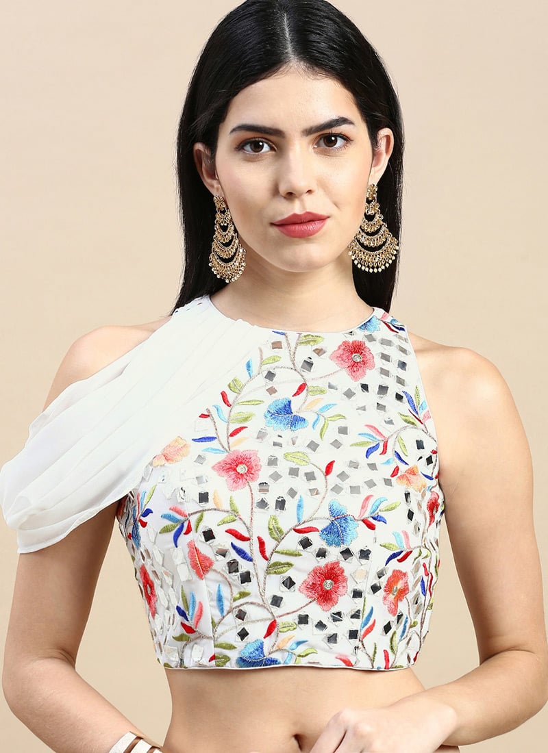 Multicolored Embroidered Blouse Wedding Wear