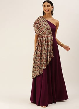 Multicolored Embroidered Indo Western Gown