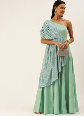Multicolored Embroidered Indo Western Gown