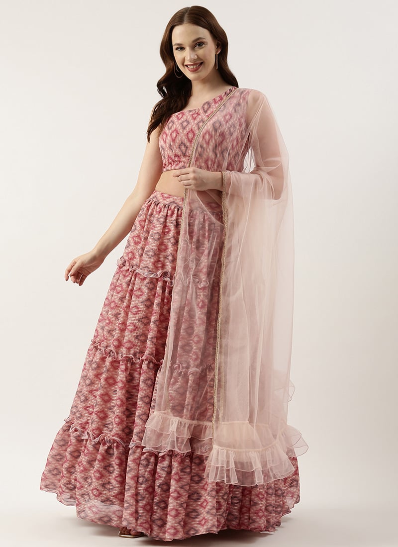 Teen Girls Multicolored Georgette Digital Printed Lehenga