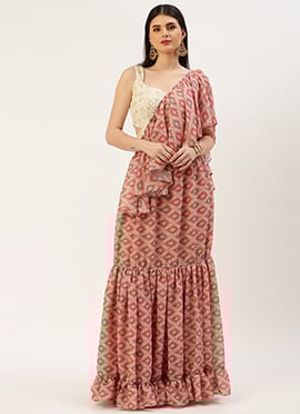 Multicolored Georgette Digital Printed Lehenga Set