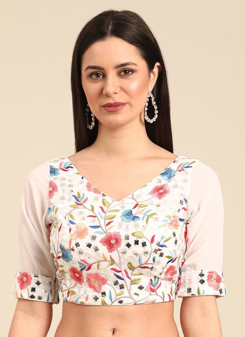 Multicolored Georgette Embroidered Blouse Festive Wear