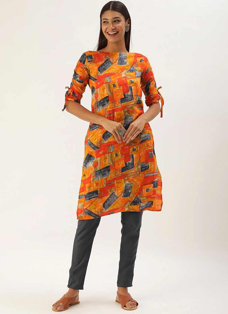 Multicolored Narrow Straight Pant Kurta Set After Six Wear