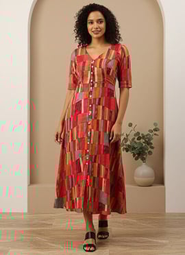 Teen Girls Teen Multicolored Printed A Line Dress