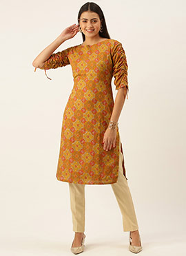 Multicolored Printed Straight Pant Kurta Set
