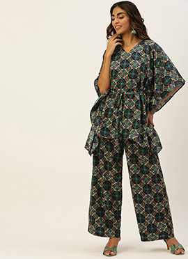Multicolored Printed Viscose Kaftan Set