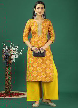 Multicolored Printed Viscose Kurta Set