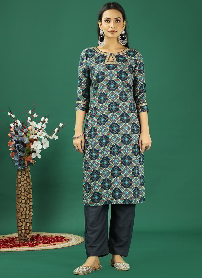 Teen Girls Multicolored Printed Viscose Kurta Set